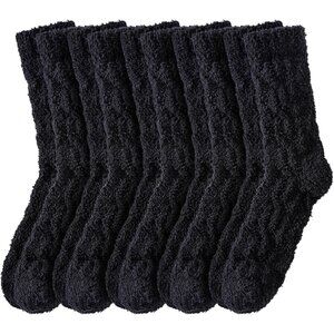Women's BlackFuzzy Socks Cozy Fluffy Slipper Soft Winter Warm Home Sleeping